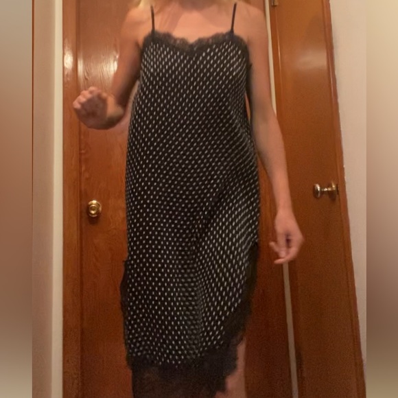 Black n White pleated, slip dress. - Picture 2 of 5